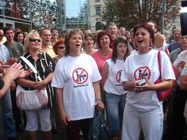 Latvians protesting gay pride in August 2006.